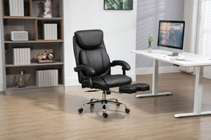 Couch.com Big And Tall Office Chair, High Back Ergonomic Office Chair With Footrest, Executive Office Chair For Back Pain Relief Black, Durable Design, Faux Leather Construction, Black Finish by Couch.com