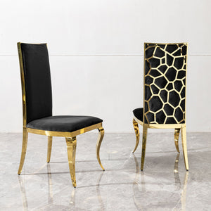 Dining Chair (Set of 2) With Unique Backrest Stainless Steel Legs - Gold by Couch.com