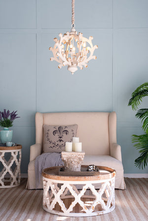 6 Light Chandelier, Hanging Light Fixture With Adjustable Chain For Kitchen, Bulb Not Included - White by Couch.com