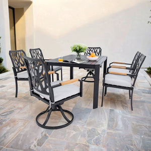 Outdoor Patio Furniture Dining Set With Sunbrella Fabric, Rectangular Table With Umbrella Hole by Couch.com