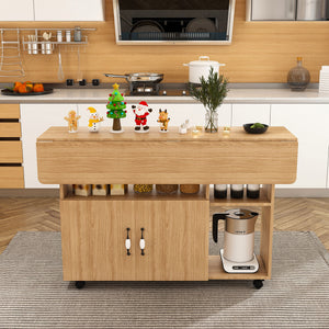 Multi Functional Folding Table With Storage Shelves And Wheels
