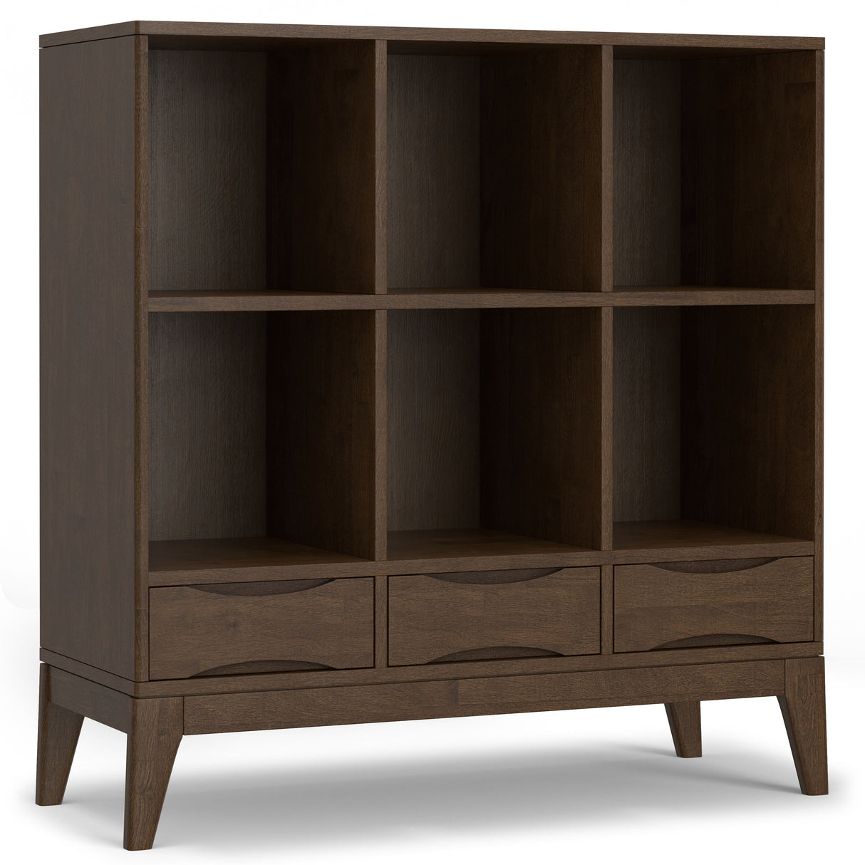 Harper - Low 6 Cube Storage With Drawers - Walnut Brown by Couch.com