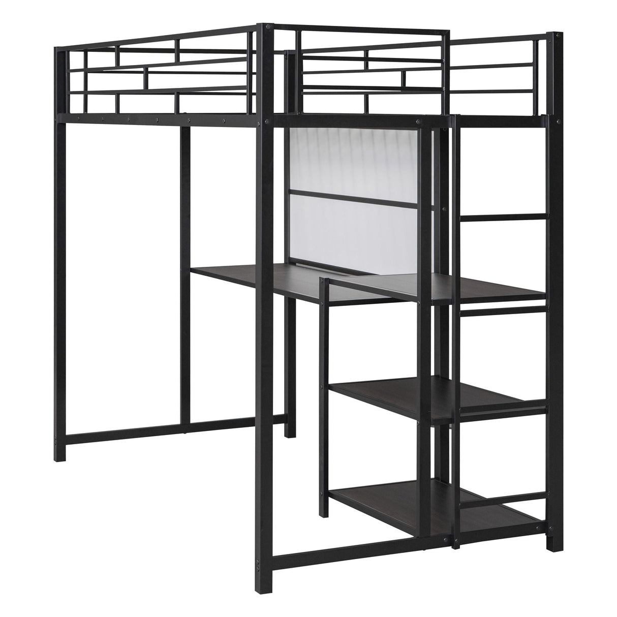 Metal Loft Bed With Desk, 3 Shelves And Ladder by Couch.com