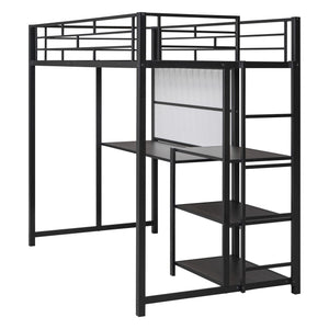Metal Loft Bed With Desk, 3 Shelves And Ladder by Couch.com