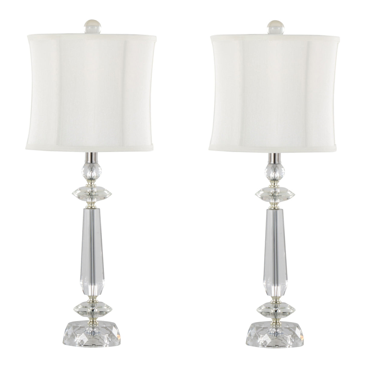 Karat - Contemporary Crystal Table Lamp (Set of 2) - Clear Crystal / Chrome / White Softback by Couch.com