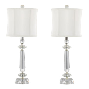 Karat - Contemporary Crystal Table Lamp (Set of 2) - Clear Crystal / Chrome / White Softback by Couch.com