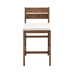 Modern 2 Piece Solid Acacia Wood Counter Stools With Cushion - Dark Brown by Couch.com