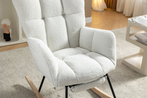 Teddy Fabric Rocking Chair With Adjustable Footrest - Ivory by Couch.com