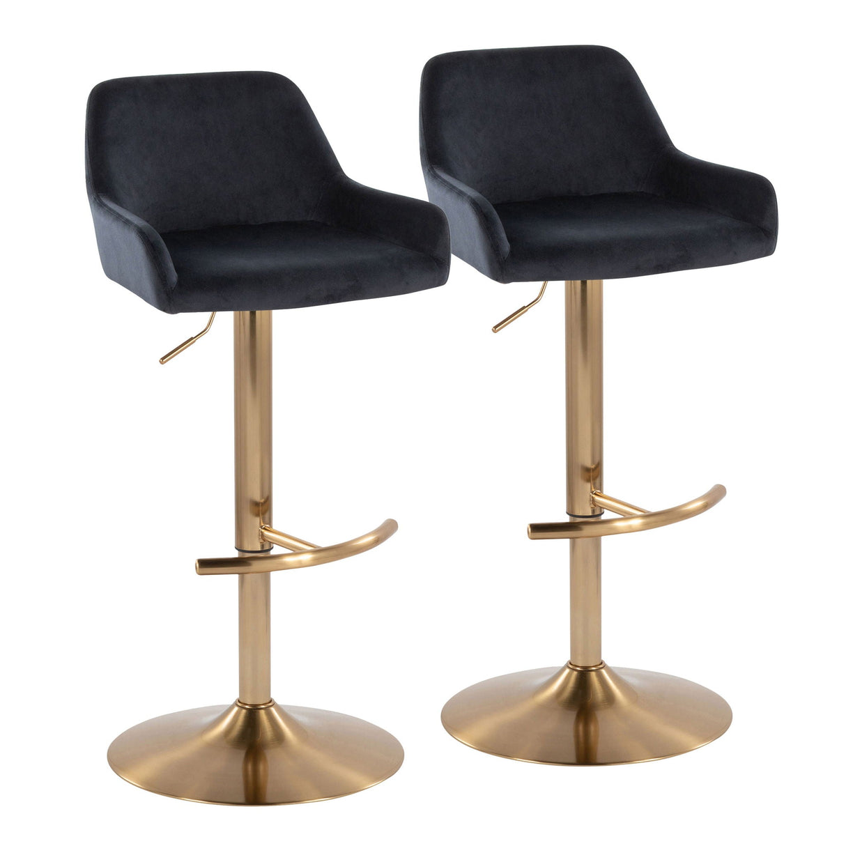 Daniella - Contemporary Adjustable Barstool With Swivel With Rounded T Footrest (Set of 2) by Couch.com