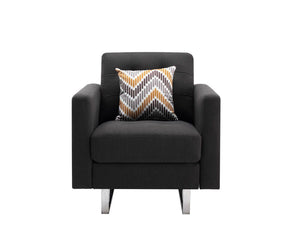 Victoria - Linen Fabric Armchair With Metal Legs, Side Pockets, And Pillow by Couch.com