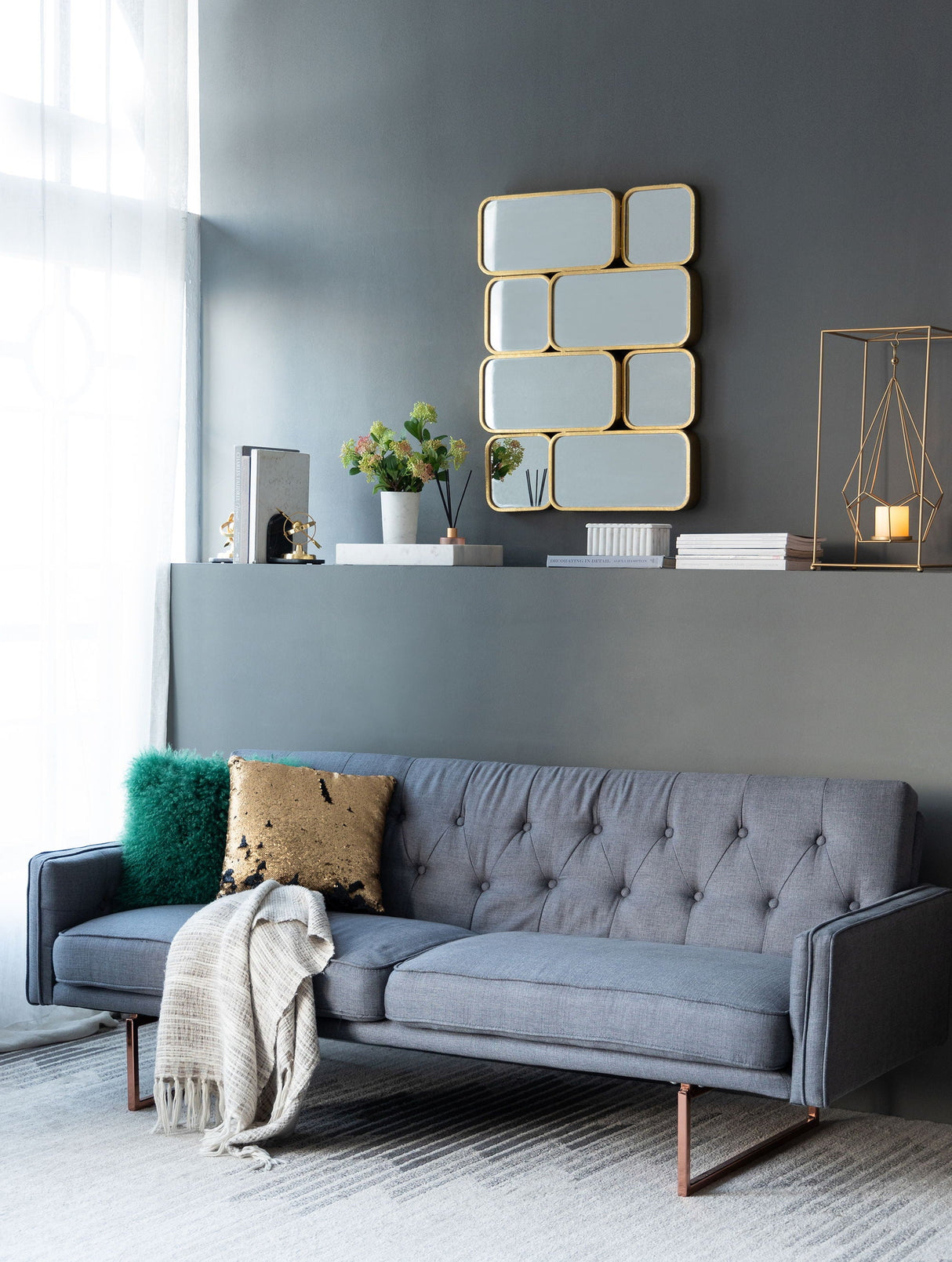 Mirror With en Metal Framed Decorative Rectangle Mirror For Bedroom Dressing Room, Hallway Or Living Spac - Gold by Couch.com