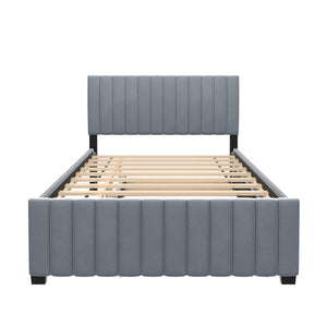 Elegant Upholstered Platform Bed With Twin Size Trundle by Couch.com