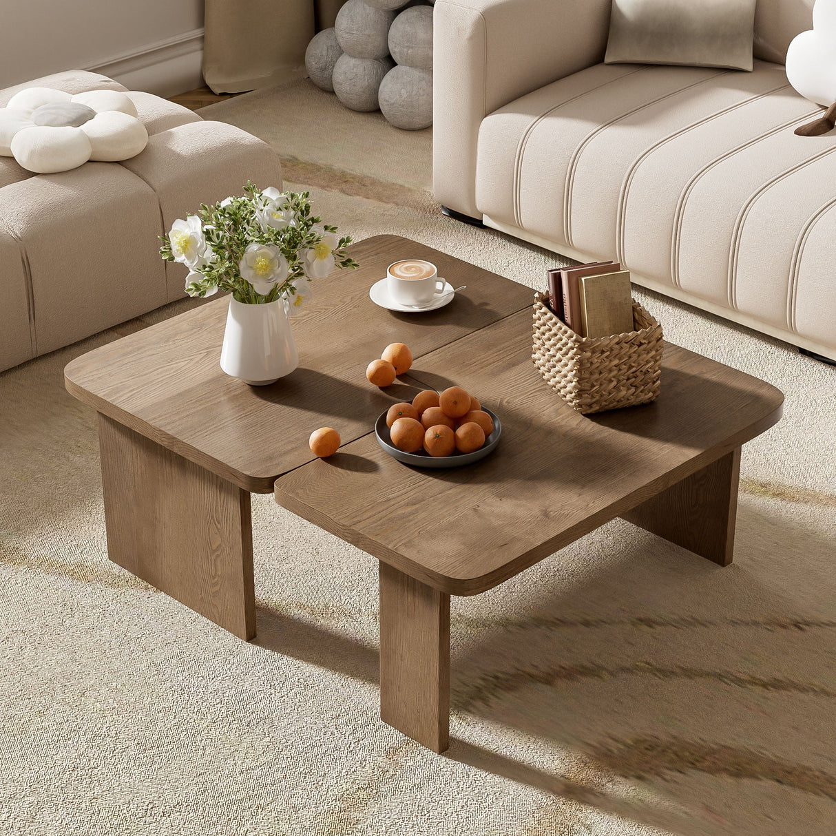 Modern Minimalist Coffee Table Set With Splicing Design by Couch.com