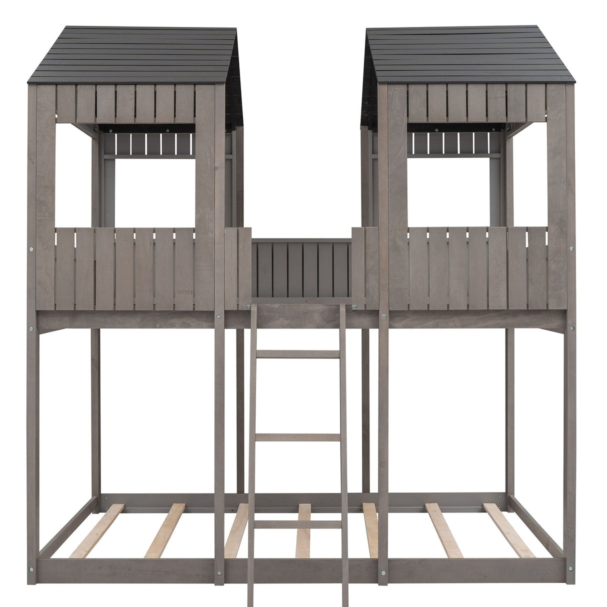 Bunk Bed With Roof, Window, Guardrail, Ladder by Couch.com