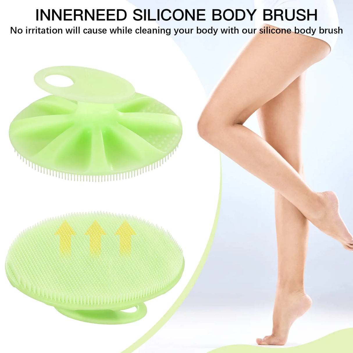 INNERNEED Food-Grade Soft Silicone Body Cleansing Brush Shower Scrubber, Gentle Exfoliating and Massage for All Kinds of Skin (Green) Green