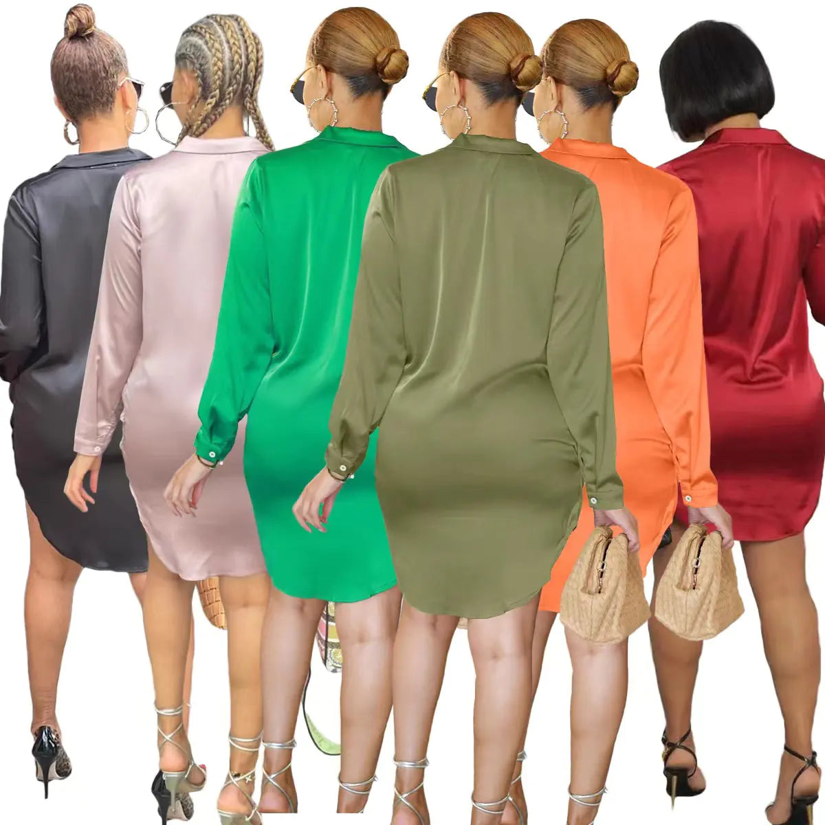 MH82098 Women's Casual Layered Shirt Dress