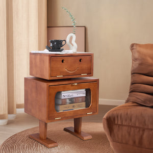 27" Retro Wooden Robot Storage Cabinet