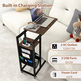 C-shaped End Table with Charging Station and Retractable Tabletop-Coffee