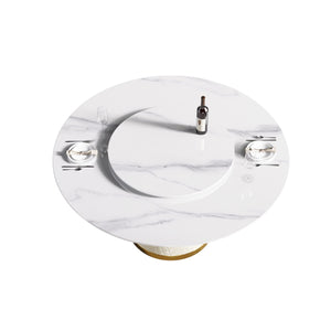 Modern Artificial Stone Round Carbon Steel Base Dining Table Stone Turntable by Couch.com