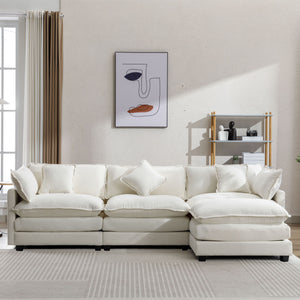 L-Shape Chenille Upholstered Sofa For Living Room Modern Luxury Sofa Couch With Ottoman And 5 Pillows For Living Room by Couch.com