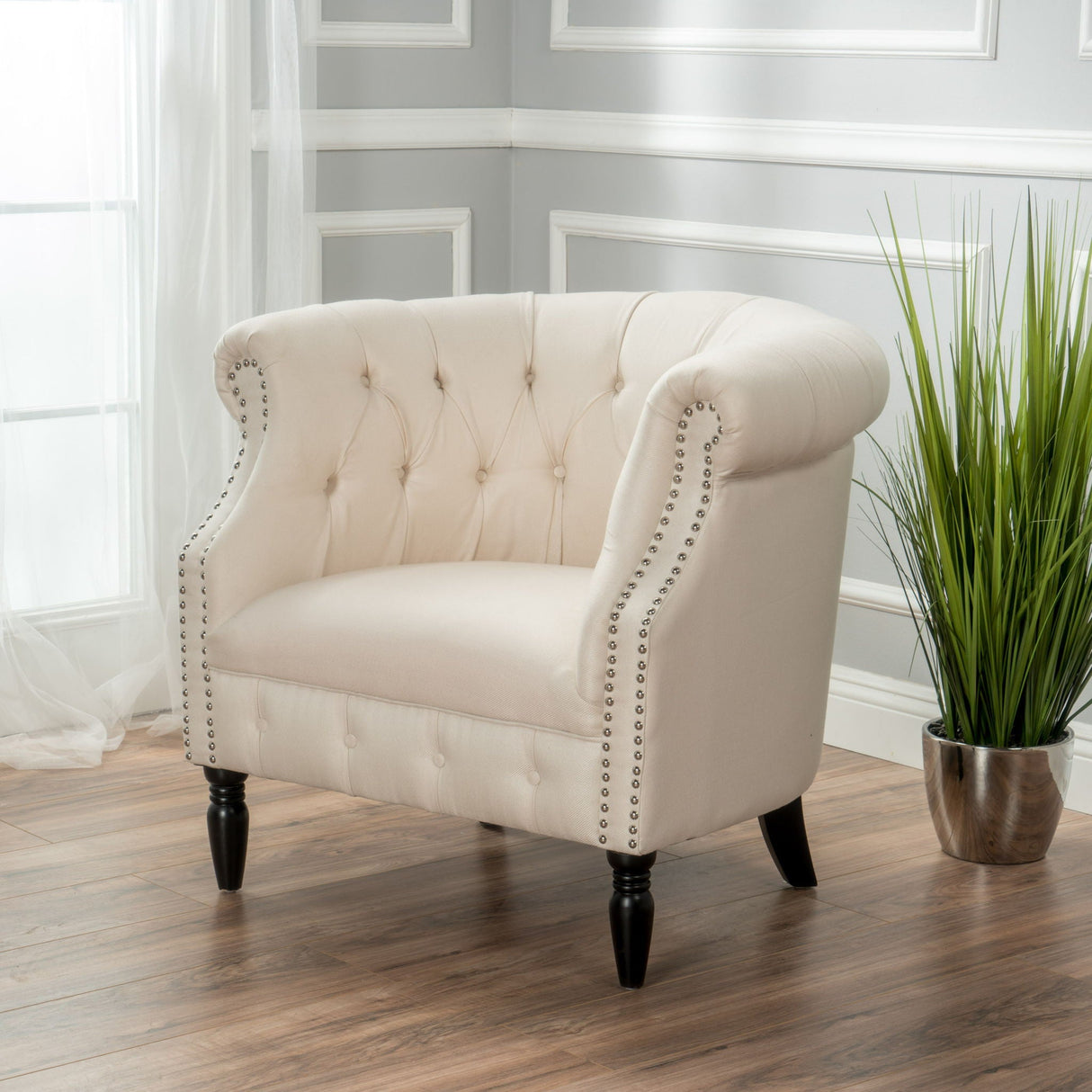 Celestialis - Upholstered Club Chair With Tub Design And Rolled Recessed Armrests by Couch.com