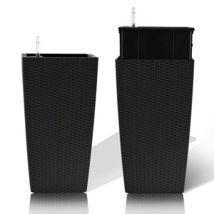 Pack of 2 Square Planters with Automatic Watering System