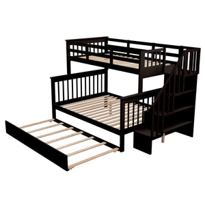 Bunk Bed With Twin Size Trundle, Storage And Guard Rail For Bedroom by Couch.com