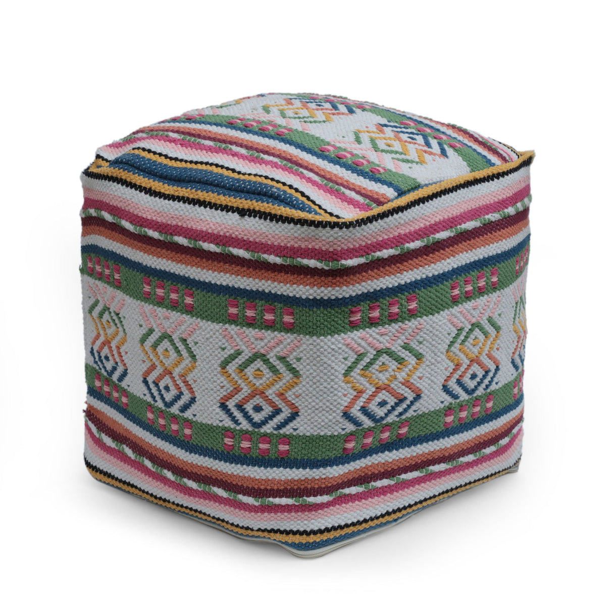 Inca - Handcrafted Peruvian Print Square Pouf Ottoman - Multicolor by Couch.com