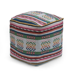 Inca - Handcrafted Peruvian Print Square Pouf Ottoman - Multicolor by Couch.com