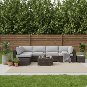 Wicker Sectional Seating Group With Cushions