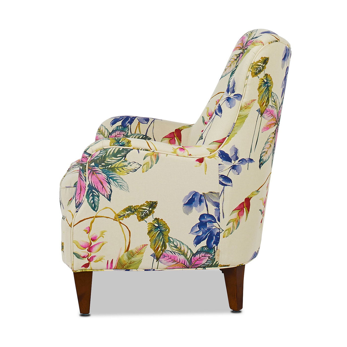 Paradise - Upholstered Arm Chair Floral Printed On Cotton - Off-White by Couch.com
