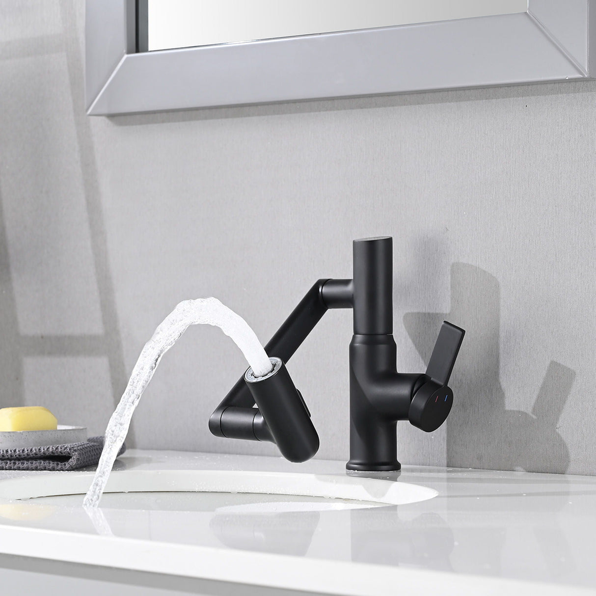 Bathroom Sink Faucet With Spray Function, Temperature Display, Anti Skid Switch, Hot & Cold, 360° Rotary by Couch.com