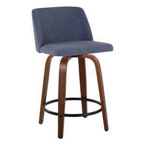 Toriano - Mid Century Modern, Fixed Height Counter Stool & Swivel And Round Footrest (Set of 2) by Couch.com