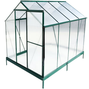 Polycarbonate Greenhouse, Heavy Duty Outdoor Aluminum Walk-In Green House Kit With Rain Gutter, Vent And Door For Backyard Garden by Couch.com
