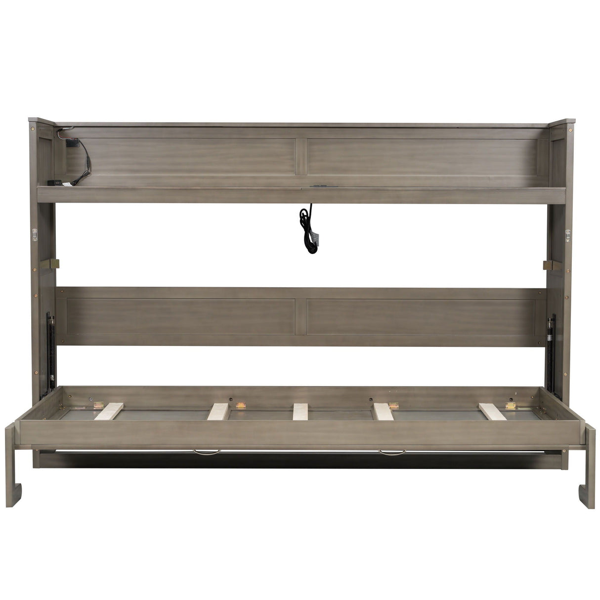 Murphy Bed With Desk, LED Light And USB Charging Station