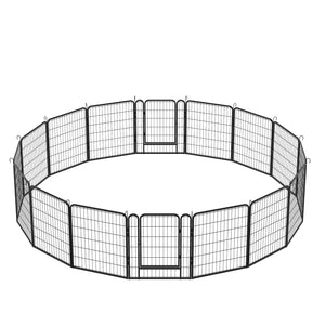 108.27" 16 Panels Heavy Duty Metal Playpen With Door, Dog Fence Pet Exercise Pen For Outdoor - Black by Couch.com