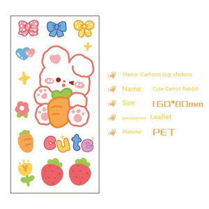 Cute Bear Clear Water Cup Stickers Children's Cartoon Korean Journal Material Mobile Phone Cup Decoration