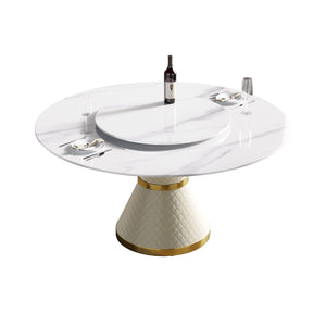 Modern Artificial Stone Round Carbon Steel Base Dining Table Stone Turntable by Couch.com