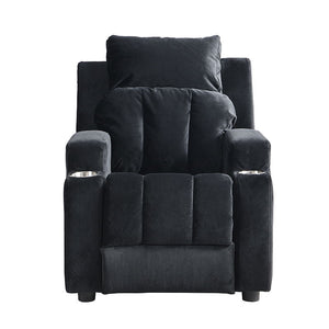 Kids Recliner Chair, Kids Upholstered Couch With One Cup Holder, Toddlers Recliner With Headrest And Footrest - Black by Couch.com