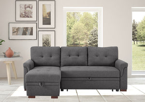 Hunter - Linen Reversible Sleeper Sectional Sofa With Storage Chaise by Couch.com