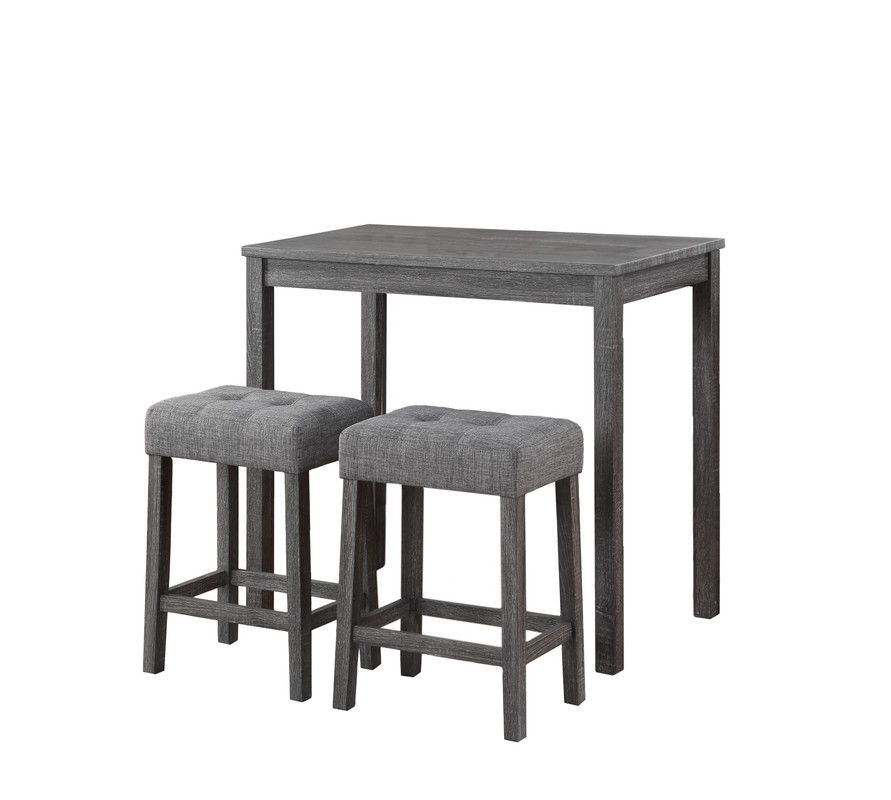 Lux - 3 Piece Counter Height Pub Table With Tufted Linen Stools (Set of 3) by Couch.com