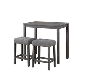 Lux - 3 Piece Counter Height Pub Table With Tufted Linen Stools (Set of 3) by Couch.com