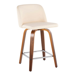 Toriano - Mid Century Modern Fixed Height Counter Stool With Swivel & Square Footrest (Set of 2) by Couch.com