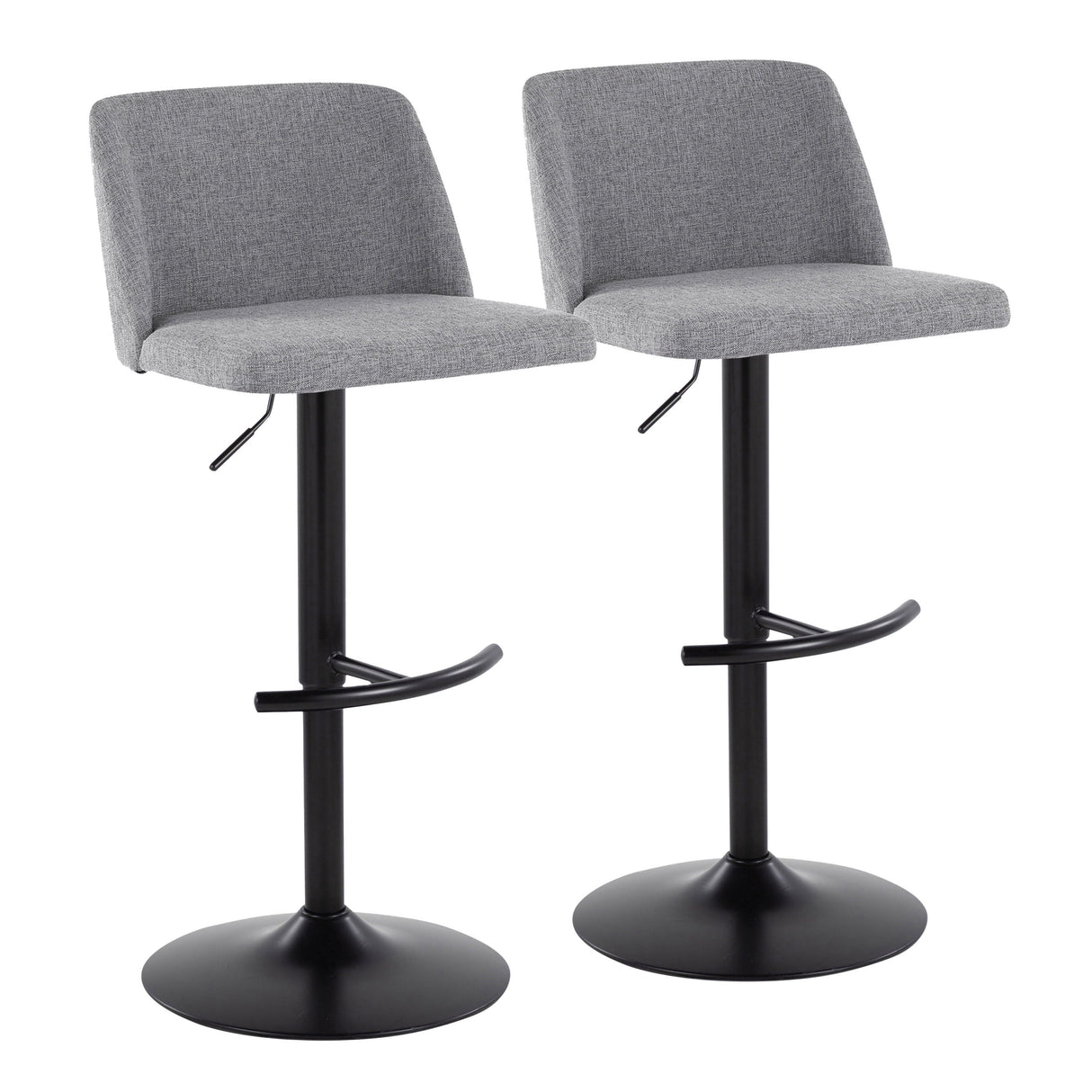 Toriano - Contemporary Adjustable Bar Stool With Rounded T Footrest (Set of 2) by Couch.com