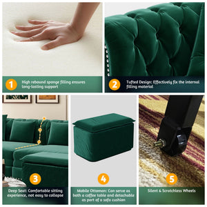 3 In 1 Pull Out Sofa Bed With Movable Ottoman