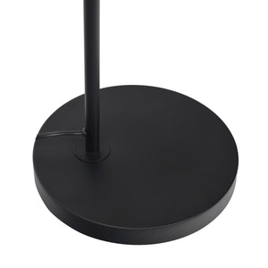 The Seoul Floor Lamp features a black, round, flat base with an attached vertical pole at the center. The power cord extends from the left side, and the lamp is set against a plain white background.