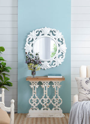 Classic Vintage Wash Console Table With Wood Top - Brown / Antique White by Couch.com