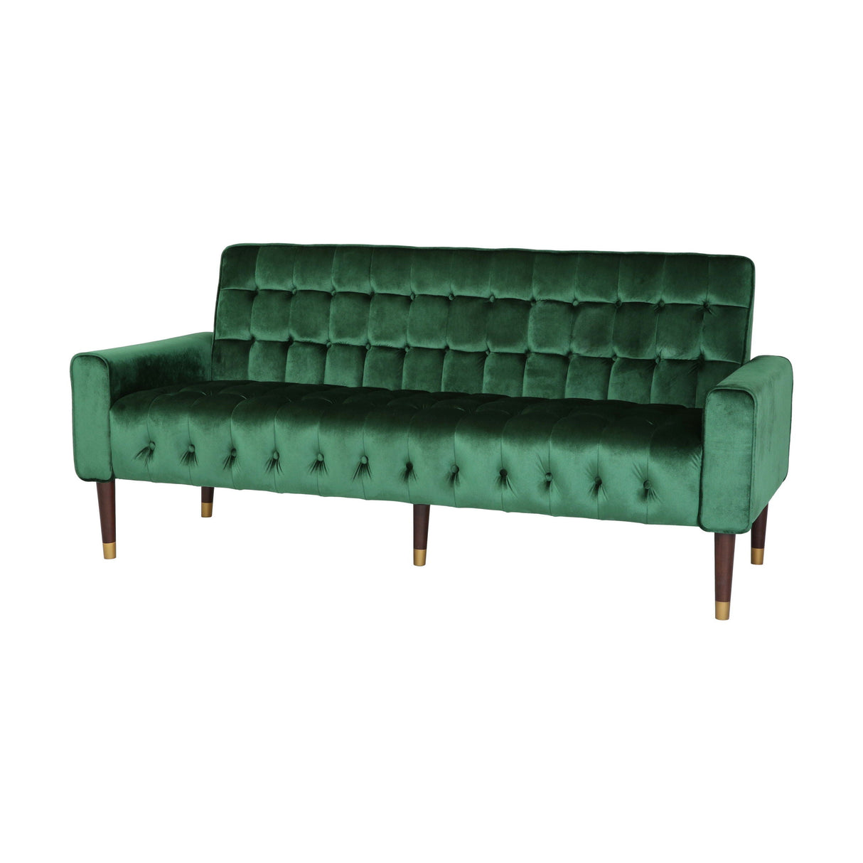 Square Arms Velvet Straight Sofa, Living Room And Study - Emerald by Couch.com