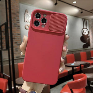 Camera Protection Case With Sliding Camera Cover Protective Design Soft Edges Protective Cover Camera Lens Protection Solid Phone Case For iPhone 13 14 12 Pro Max Mini Candy Color Cover For iphone