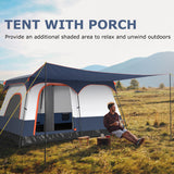 6-8 Person Camping Tent with Double Rooms and 2 Doors-Navy